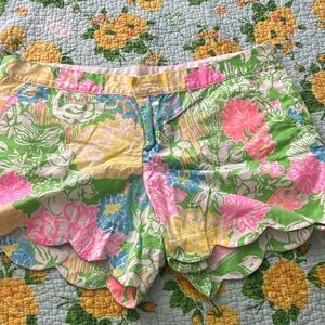 Lilly Pulitzer High Waist Floral Shorts - Green, Pink, Yellow